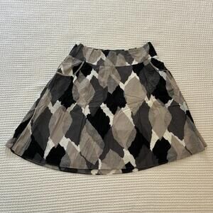 Mossimo Women's Midi Length Gray Black and White Patterned Flare Skirt Size M